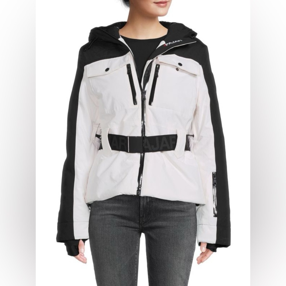Pajar Black & White Ski PAJAR
Active Collection Logo Belted Hooded Zip Up Jacket